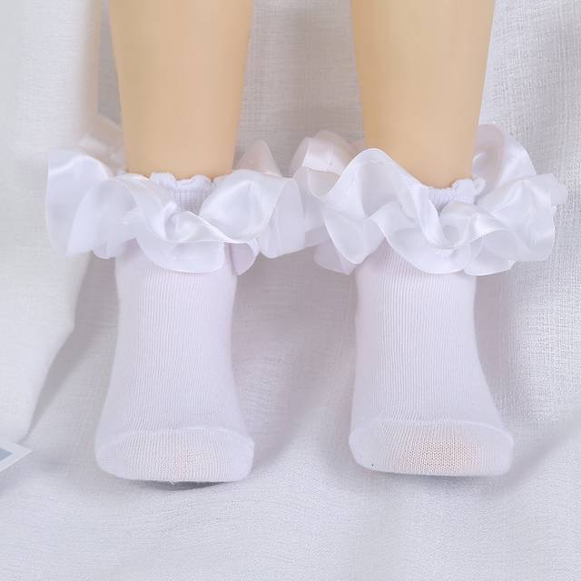 SHEIN 1 Pair Baby & Girls Lace Ruffle Princess Ballet Dance Socks