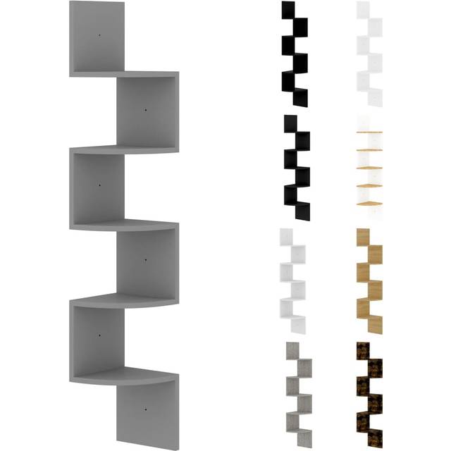 vidaXL Wall Corner Shelf Black 19x19x123 cm Engineered Wood