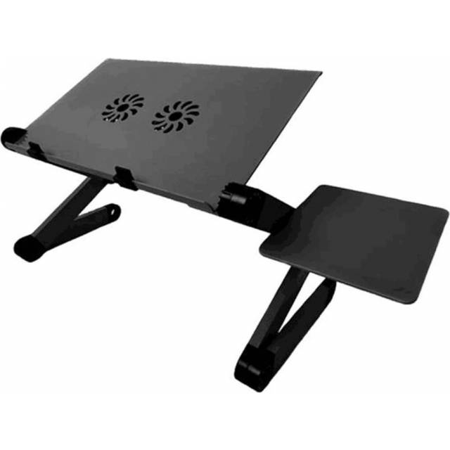 Hopfällbart Laptopbord med Kylhål & Mus-ställ, Svart