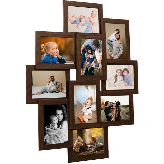 vidaXL Collage Photo Frame for 10x(13x18 cm) Picture Dark Brown MDF
