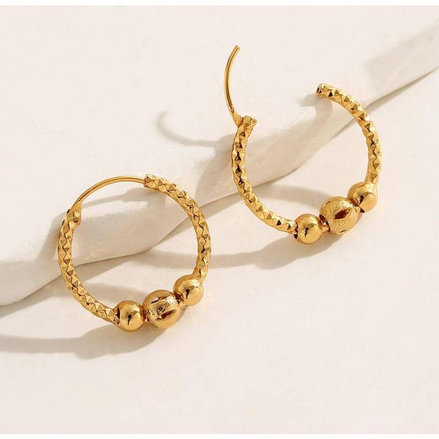 SHEIN A Pair Of Bridal Jewelry Copper Plated Gold Earrings For Women Wedding Gift
