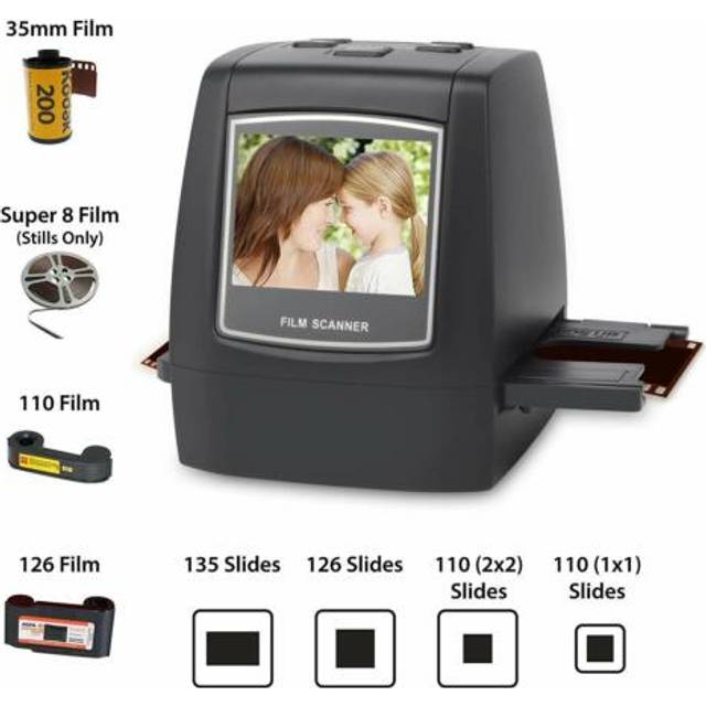 Film scanner with 22mp converts 126kpk/135/110/super 8 films, slides, negatives