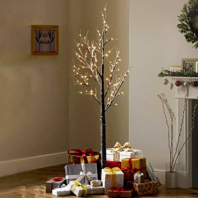 Christmas Pre-Lit LED Twig Tree - White Snow Birch Outdoor or Indoor 4ft/6ft/8ft - 4ft / 125cm