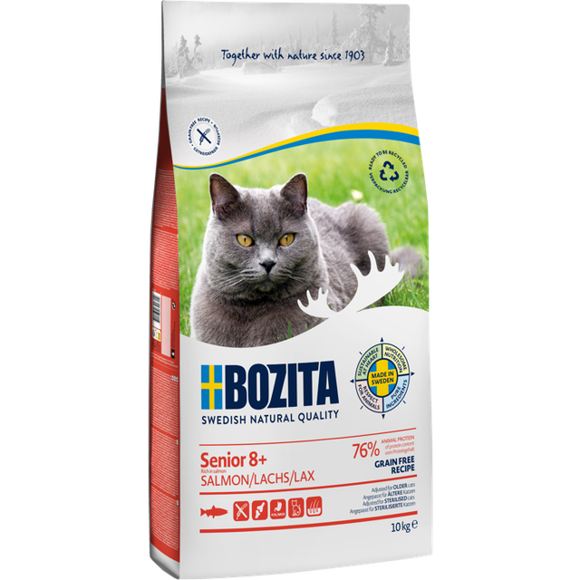 Bozita Senior 8+ Spannm&aring;lsfri Kattmat med Lax (10 kg)