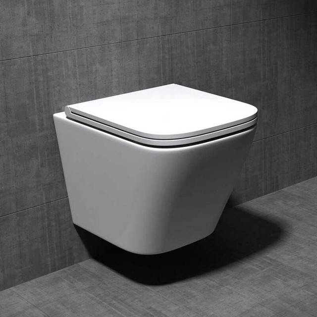 Durovin Bathrooms Ceramic Rimless Wall Hung Square Toilet