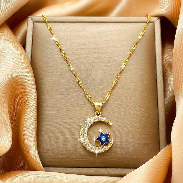KKCOLA 1pc Eye Shaped Pendant Necklace, Platinum Color Collarbone Chain. Suitable For Summer, Gift For Festivals Or Party, Popular Jewelry For Daily Matching