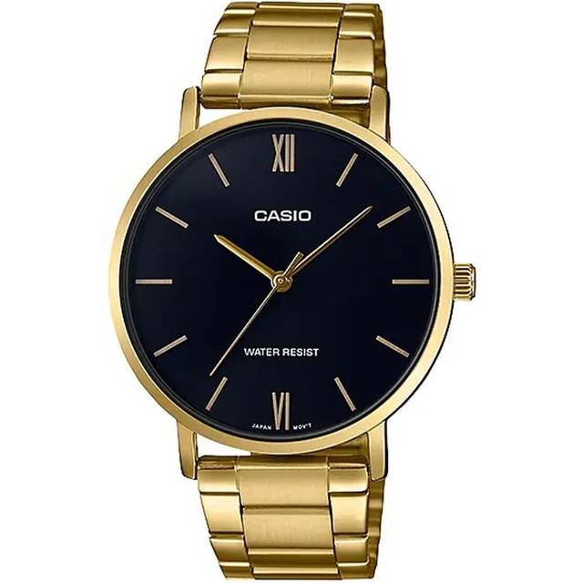 Casio MTP-VT01G-1BUDF Men's Gold-Tone Analog Watch – Black Dial