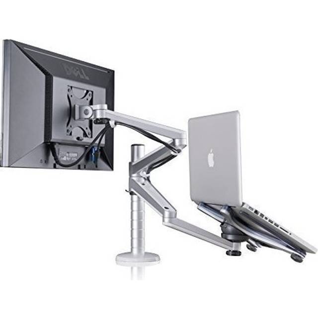Adjustable Aluminium Universal Laptop Notebook & Computer Monitor Stand Desk Mount Bracket clamp Tilt Swivel Dual Arm Support Holder (Laptop &...