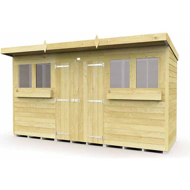 12 x 4 Feet Pent Summer Shed - Wood - L118 x W358 x H201 cm