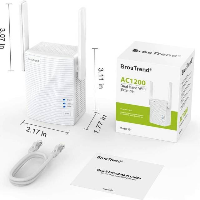 AC1200 WiFi Booster Range Extender, WPS Easy Setup WiFi Extender, 1200Mbps Wireless Signal Repeater, 1 Ethernet Port, Access Point, Wi-Fi Bridge, Dual