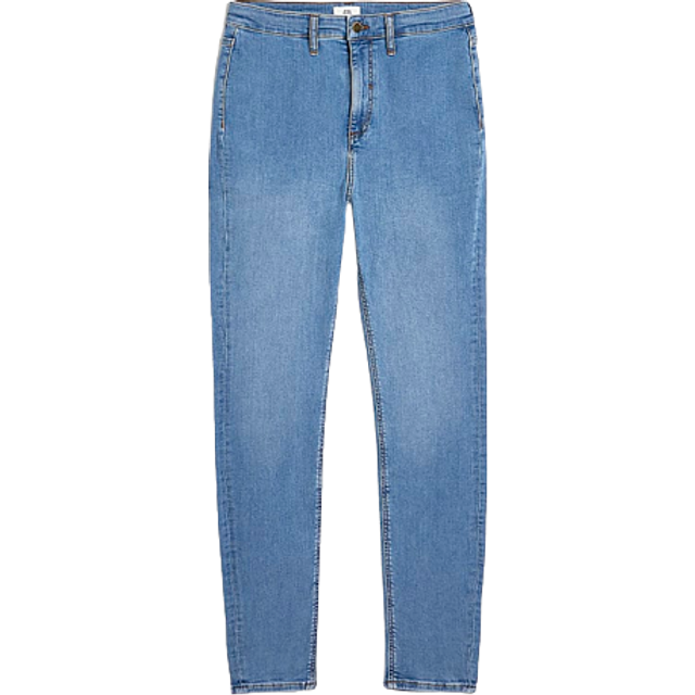 River Island High Waisted Jeggings - Blue, Mid Denim, Size 6, Inside Leg Long, Women -  inside leg LONG,6
