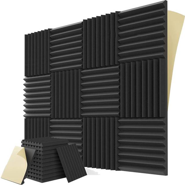 12PCS Self-Adhesive Acoustic Panels,1X12X12Inch Sound Proof Foam Panels,For Musical Studio,Game Room,Bedroom(Black)