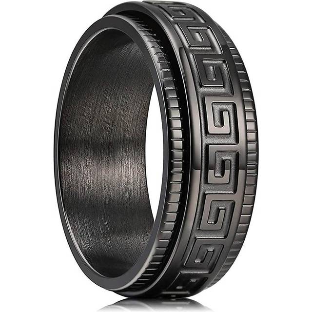 SHEIN Men Geometric Detail Ring Black Titanium Steel Fashion Punk For A Stylish Look