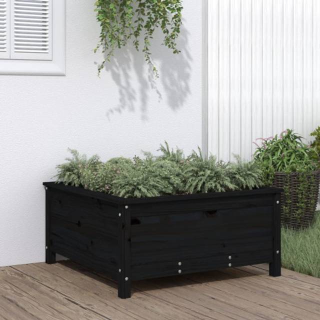 vidaXL Garden Planter Black 82.5x82.5x39 cm Solid Wood Pine