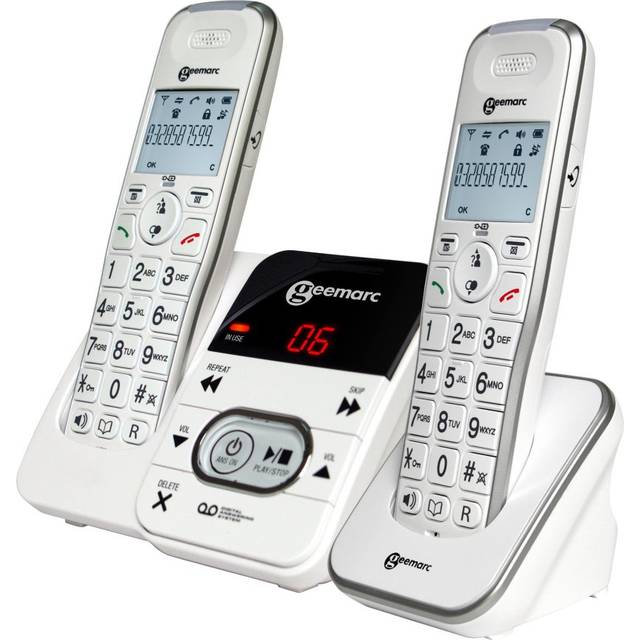 Geemarc Amplidect295 TWIN PACK -Amplified Cordless Twinpack Telephones with  Integral Answering Machine and Caller ID- UK Version