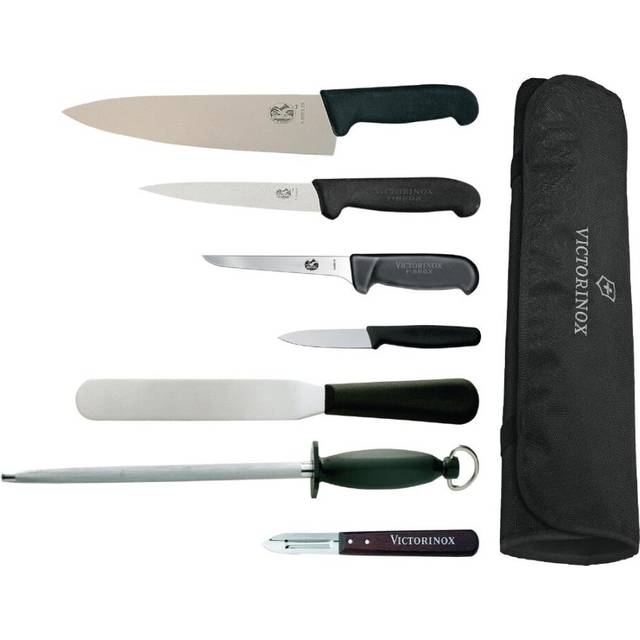 Victorinox 21.5cm Chef Knife with Hygiplas & Vogue 7-Piece Knife Set