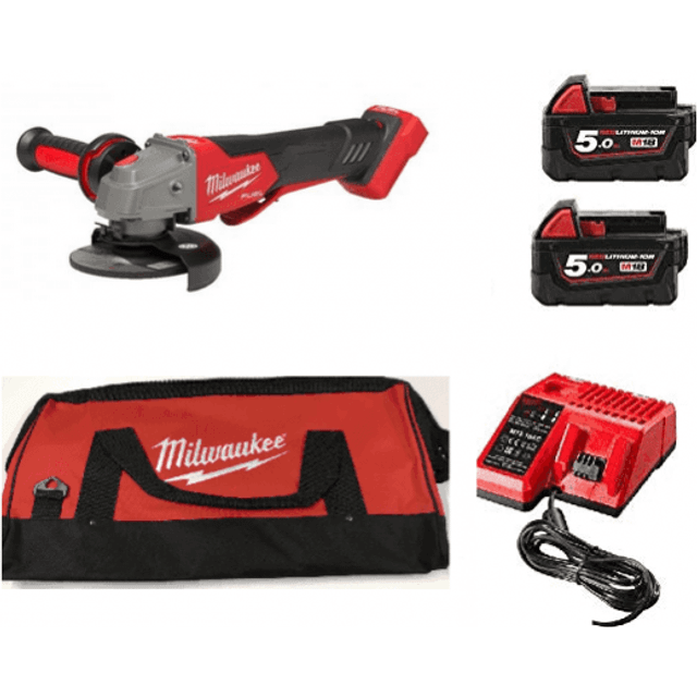 Milwaukee M18FSAGV115XPDB-502 18v Cordless 115mm Angle Grinder Kit 2 x