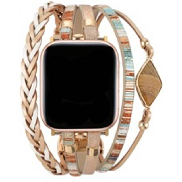SHEIN 1pc Boho Leather Wrap Band Compatible With Apple Watch Band Bracelet For Women Men 38mm 40mm 41mm 42mm 44mm 45mm 49mm, Multilayer Bracelet Metal Apple