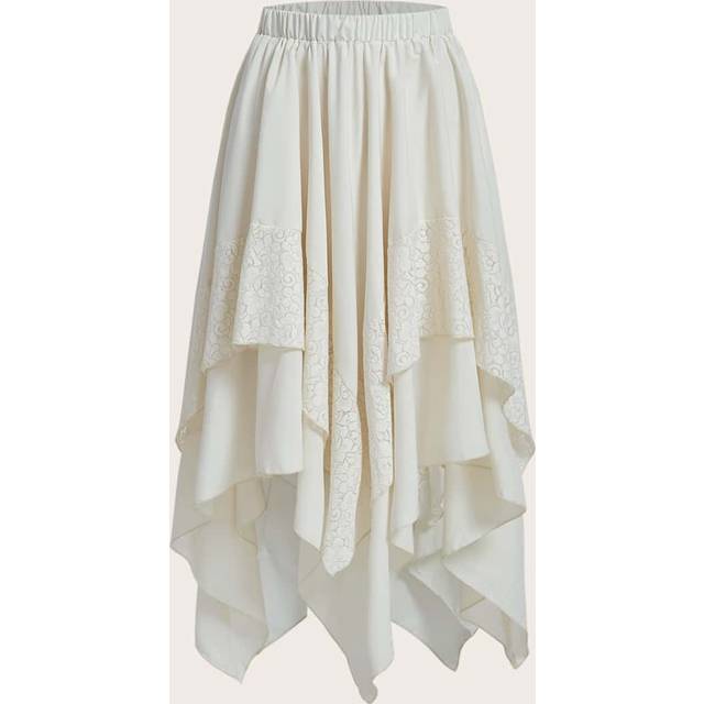 ROMWE Renaissance Contrast Lace Hanky Hem Skirt