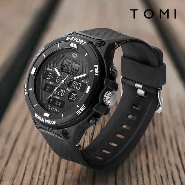 TOMI Dry Battery Men Double Movement Sports Electronic Watch As A Gift For Students Returning To School
