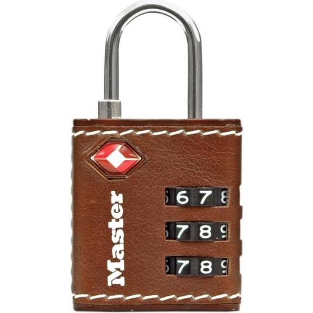 Master Lock 4692EURDBRN Combination Travel Padlock TSA Certified, Brown Leather, 5,5 x 3 x 2,6 cm