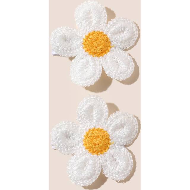 SHEIN 2pcs Baby Flower Decor Fabric Hair Clip Love Valentine