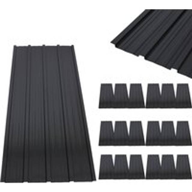 (Black) BIRCHTREE 24X Roof Sheets Corrugated Garage Carport Shed Metal Roofing Panels