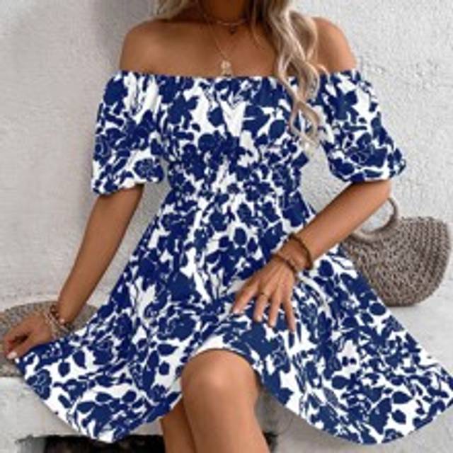 Breezaya Floral Print Off Shoulder Dress Vacation Beach Outfits Women