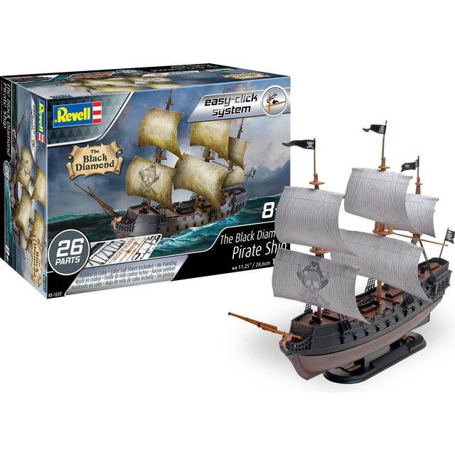 Level 2 Easy-Click Model Kit &#34;The Black Diamond&#34; Pirate Ship 1/350 Scale Model by Revell