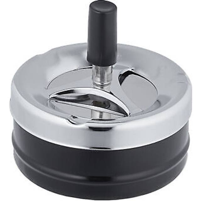 Relaxdays askfat med spinnlock, metall, plast, utsida, insida, 9,5 cm diameter, luktfri, vindtät, silver/svart