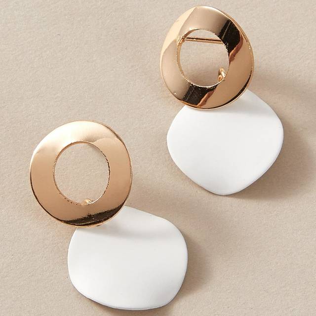 SHEIN 1pair Colour Block Geometric Drop Earrings
