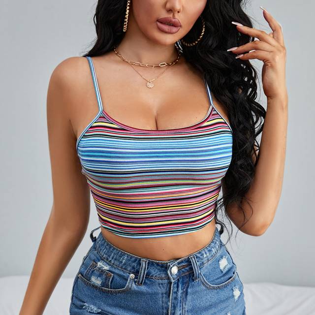 SHEIN Colourful Striped Crop Cami Top