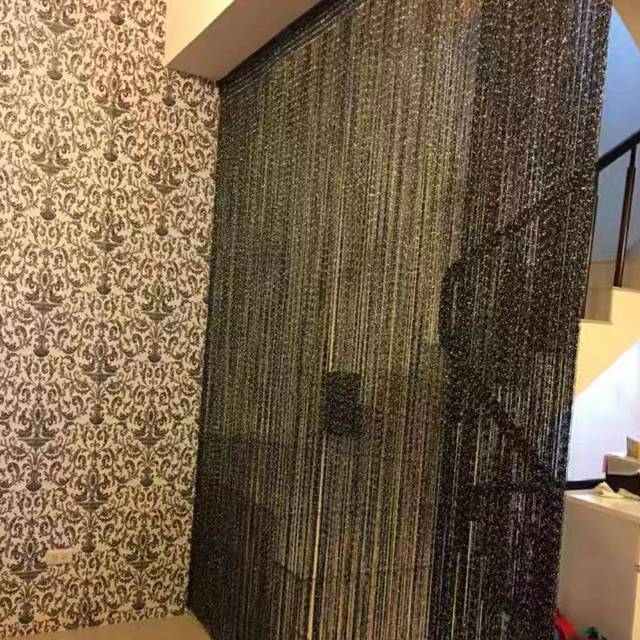 SHEIN Silver Shimmer Curtain For Bedroom/Living Room Door Partition/Curtain, Tassel Decor For Weddings/Parties/Home