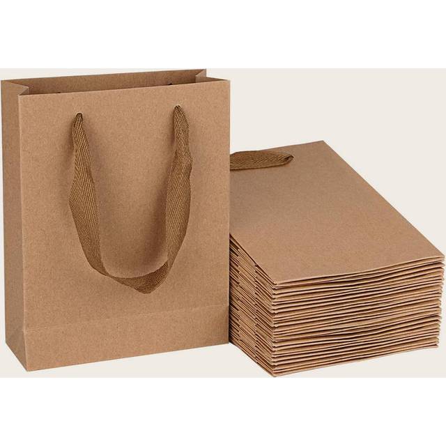 SHEIN 5pcs Solid Color Gift Bag, Simple Portable Paper Gift Bag For Birthday Party Valentine Day Mother&#39;s Day Graduation