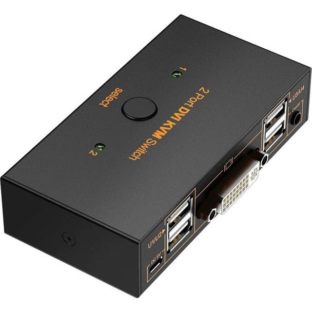 2 Port DVI KVM Switch Adapter 2 In 1 Out 4 USB 2.0 & 4K 30Hz HDMI Splitter Controller For HD TV Computer Monitor Printer Mouse Keyboard