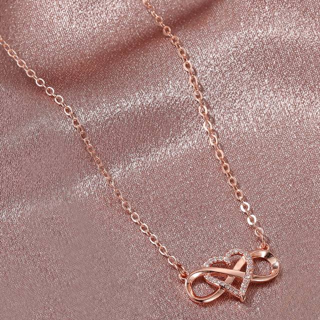 SHEIN Rhinestone Heart Charm Necklace Valentines
