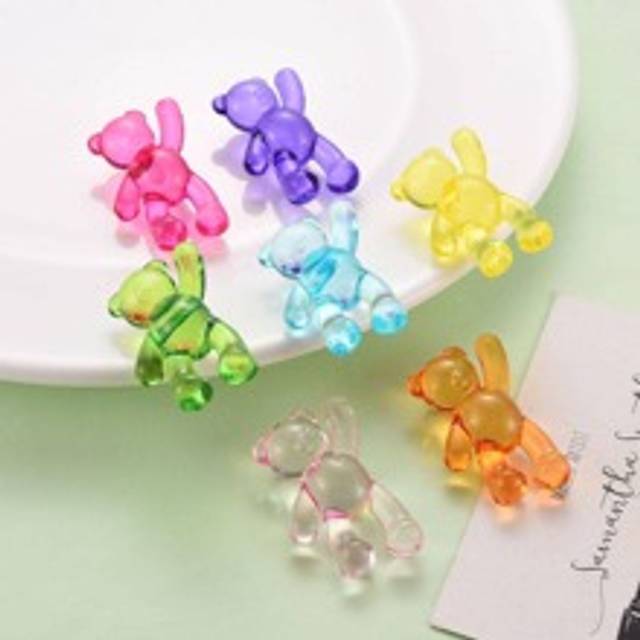 SHEIN 10Pcs Bear Transparent Acrylic Beads, Random Mixed Color