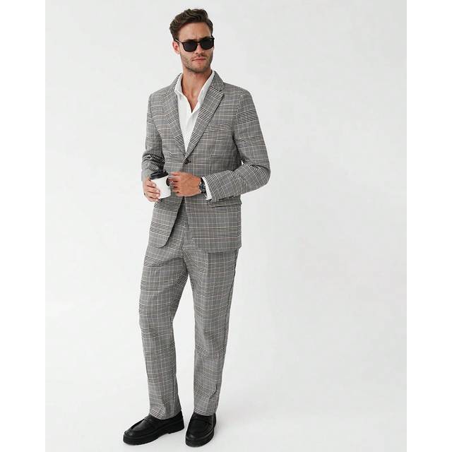 Manfinity Men Plaid Single Button Blazer & Pants Set