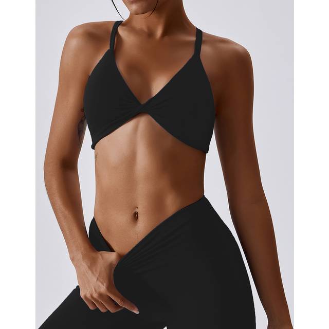 Rygglös Vridning Enkel Sport BH - Svart (L,M,S,XL,XS)
