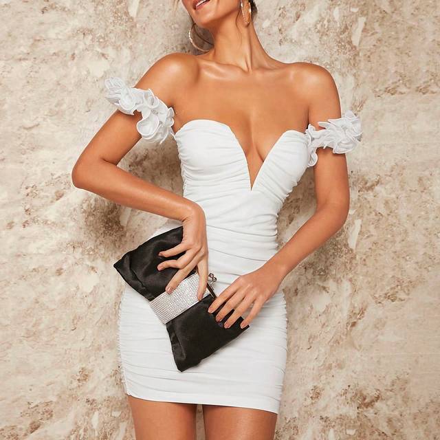 SHEIN Off Shoulder Ruched Bodycon Dress