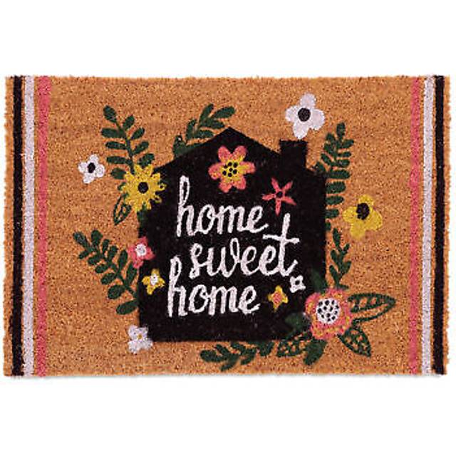 Relaxdays dörrmatta kokos, dörrmatta Home Sweet Home, 40 x 60 cm, halkfri, väderbeständig, dörrmatta inomhus och utomhus, färgglad