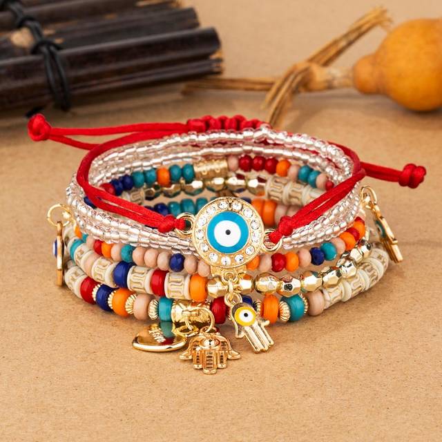 SHEIN 6pcs Evil Eye Detail Beaded Bracelet