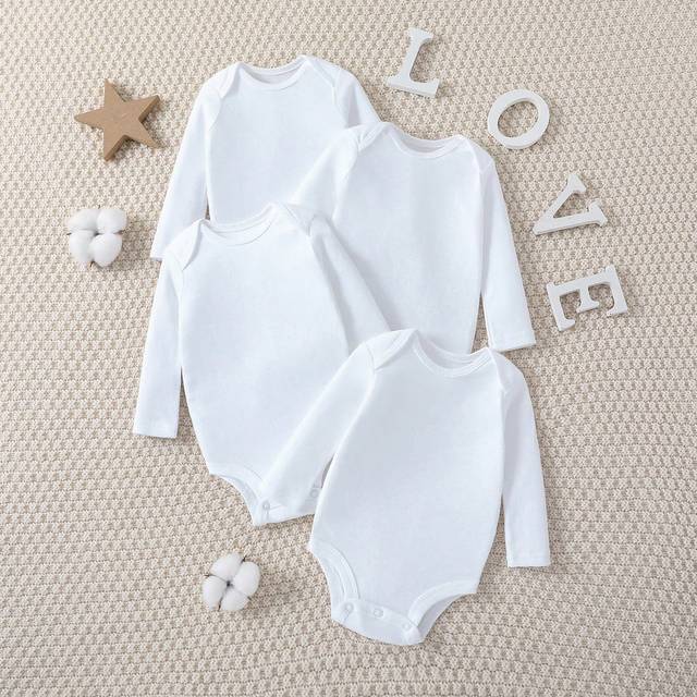 SHEIN Newborn Baby Girl Four Seasons Wearable, Autumn And Winter Latest Models, Essential Tops Four-Piece Set, Practical And Versatile All-Match Solid Color