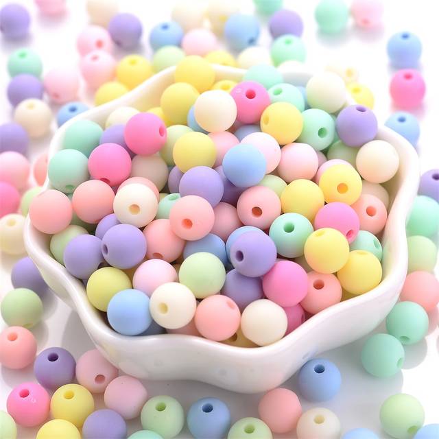SHEIN 6/8/10/12/14mm Macaron Color Matte Acrylic Beads Round Spacer Loose Beads For Jewelry Making DIY Bracelet Necklace Crafts Accessories