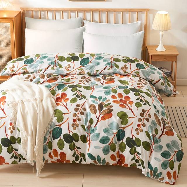SHEIN Plant Print Duvet Cover Without Filler