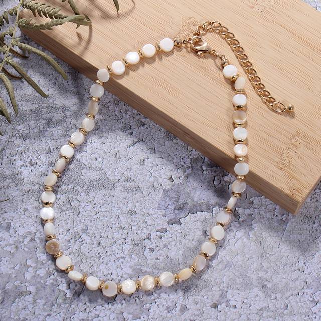 SHEIN 1pc Natural Cultured Freshwater Pearl Spacer Necklace, Suitable For Women&#39;s Daily & Holiday Wear