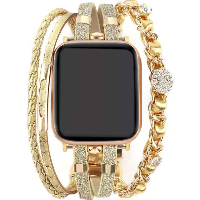 SHEIN 1pc Layered Wrap Watch Strap Compatible With Apple Watch 38mm 40mm 41mm 42mm 44mm 45mm 49mm Multilayer Leather Bracelet Watch Bands With Dual Chain An