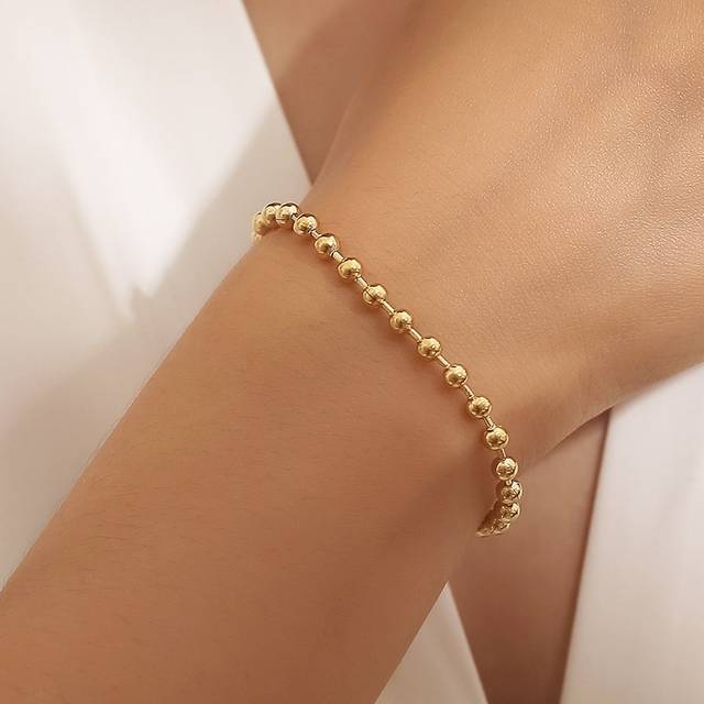 MONALLY 18K Gold Plated 1pc Minimalist Fashion Ball Chain Bracelet For Women Stainless Steel Jewelry Best Friend Gifts For Daily Decoration