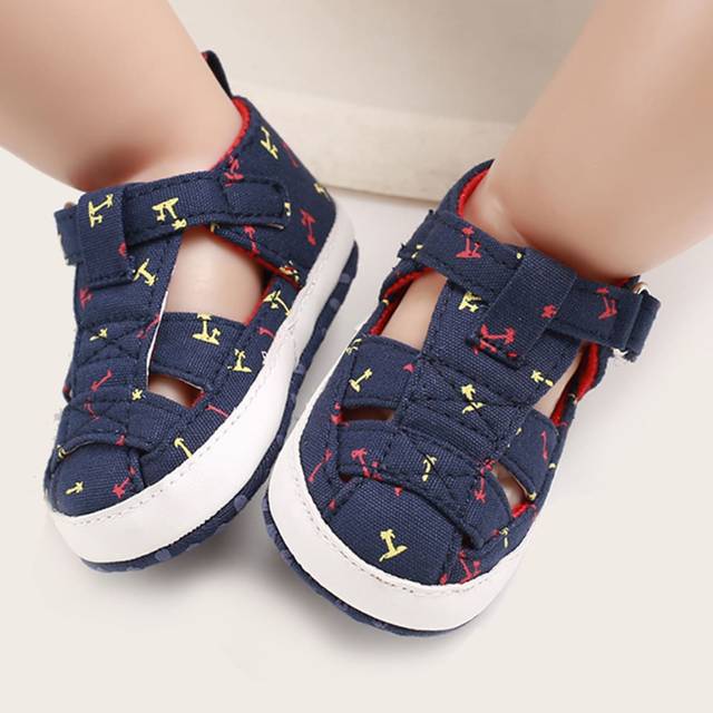 SHEIN 0-1 Year Old Baby Summer Soft Sole Sandals Toddler Shoes, Blue Boy Fashion