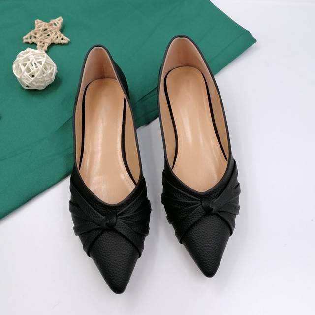 Platt spetsad tå för kvinnor Ballerina, eleganta fritidskläder under hela säsongen utomhus dagligt slitage romerska korsband Loafers - Svart (CN35,CN36,CN37,CN38,CN39,CN40,CN41,CN42,CN43,CN44)
